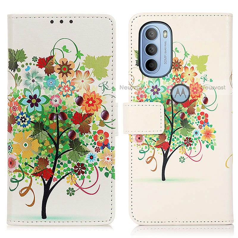 Leather Case Stands Fashionable Pattern Flip Cover Holder D02Y for Motorola Moto G31 Colorful
