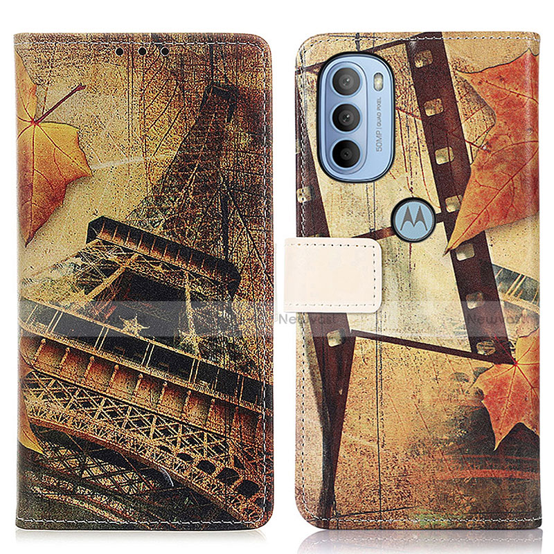 Leather Case Stands Fashionable Pattern Flip Cover Holder D02Y for Motorola Moto G41