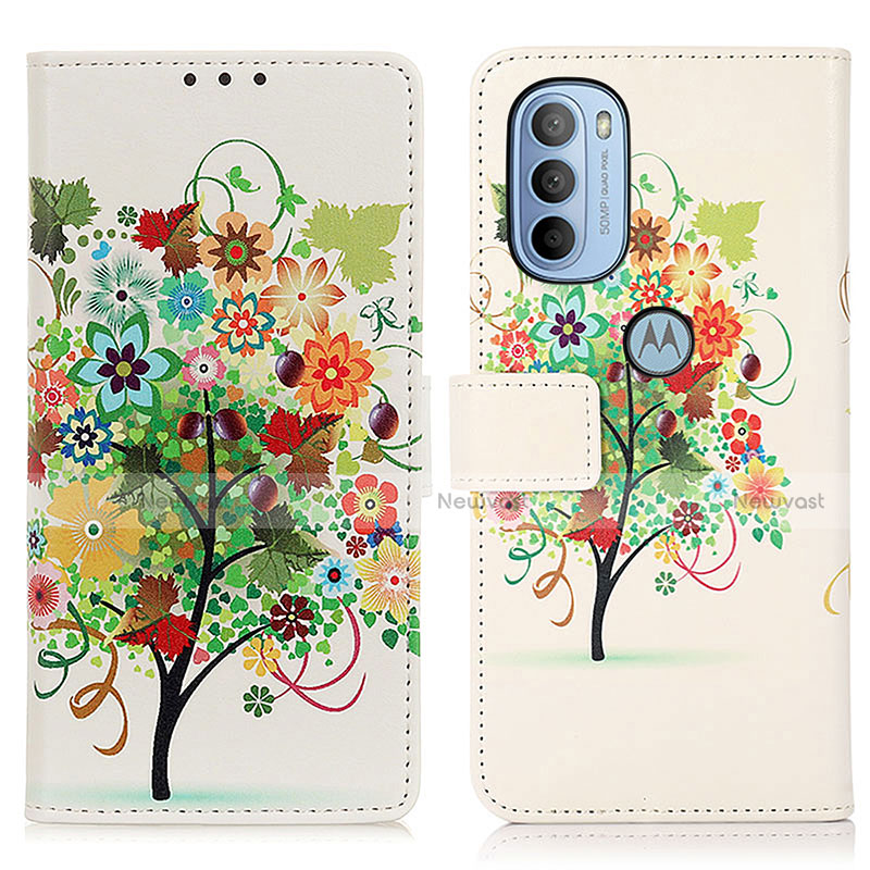 Leather Case Stands Fashionable Pattern Flip Cover Holder D02Y for Motorola Moto G41 Colorful