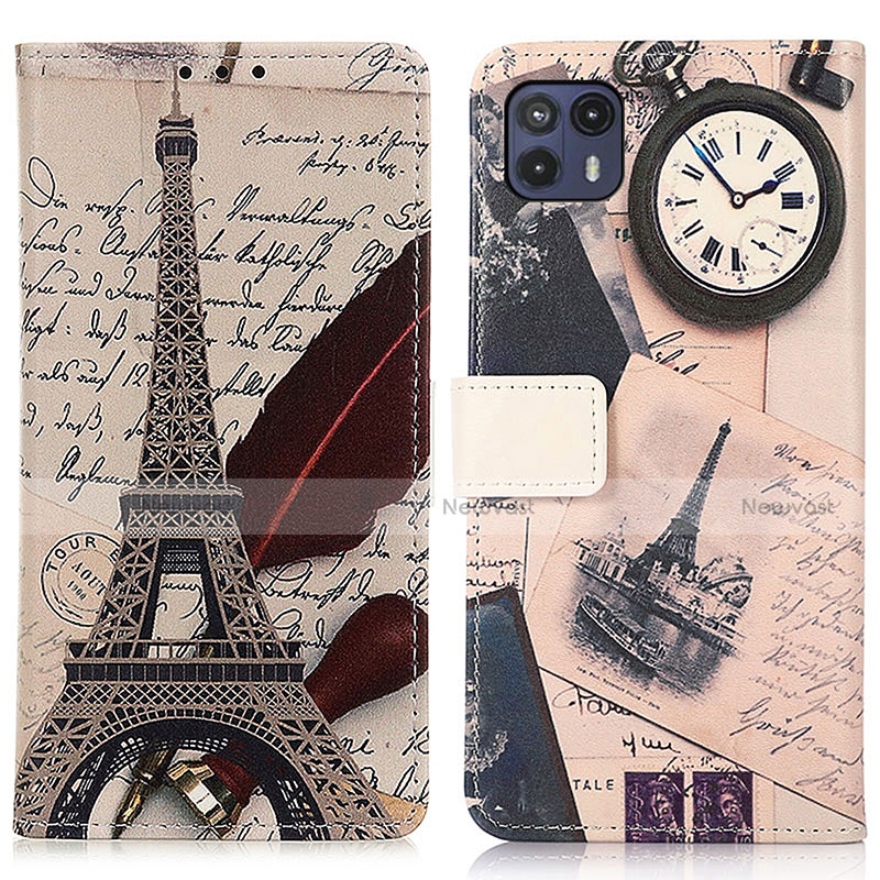 Leather Case Stands Fashionable Pattern Flip Cover Holder D02Y for Motorola Moto G50 5G