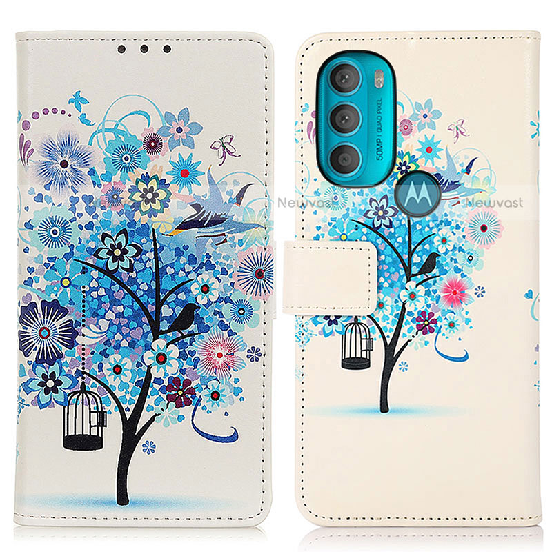 Leather Case Stands Fashionable Pattern Flip Cover Holder D02Y for Motorola Moto G71 5G