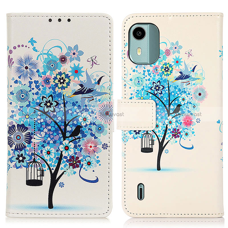 Leather Case Stands Fashionable Pattern Flip Cover Holder D02Y for Nokia C12