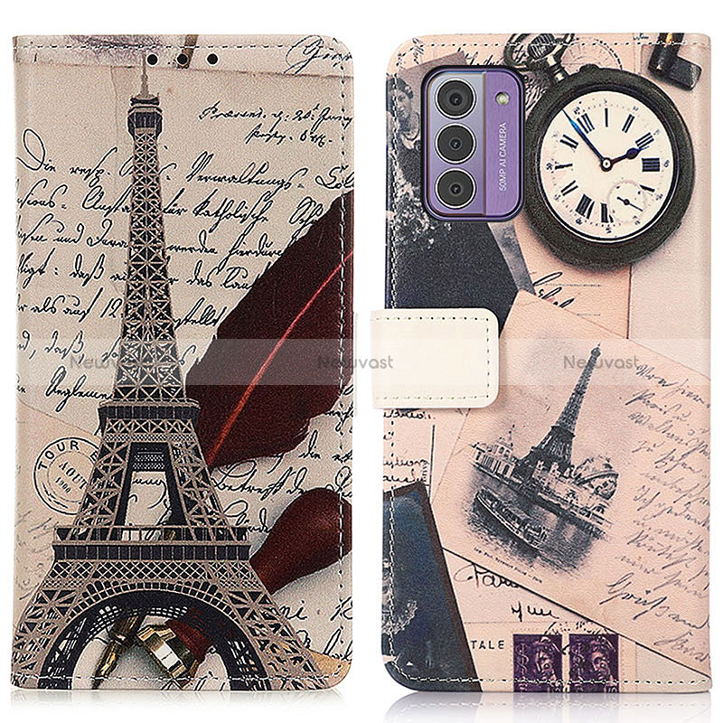 Leather Case Stands Fashionable Pattern Flip Cover Holder D02Y for Nokia G310 5G