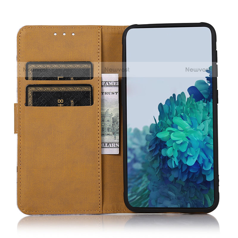 Leather Case Stands Fashionable Pattern Flip Cover Holder D02Y for OnePlus Nord N200 5G