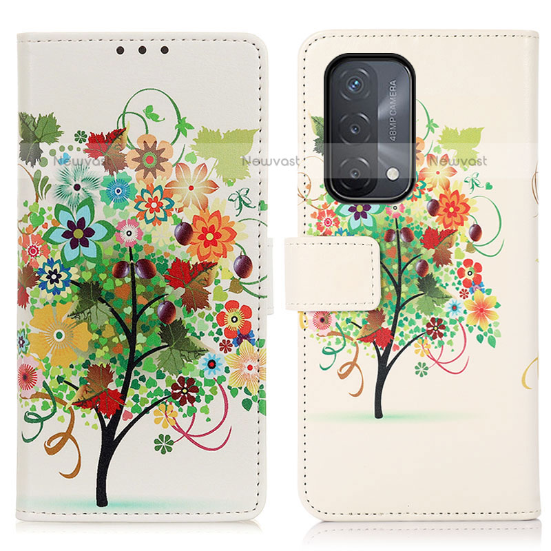 Leather Case Stands Fashionable Pattern Flip Cover Holder D02Y for OnePlus Nord N200 5G Colorful