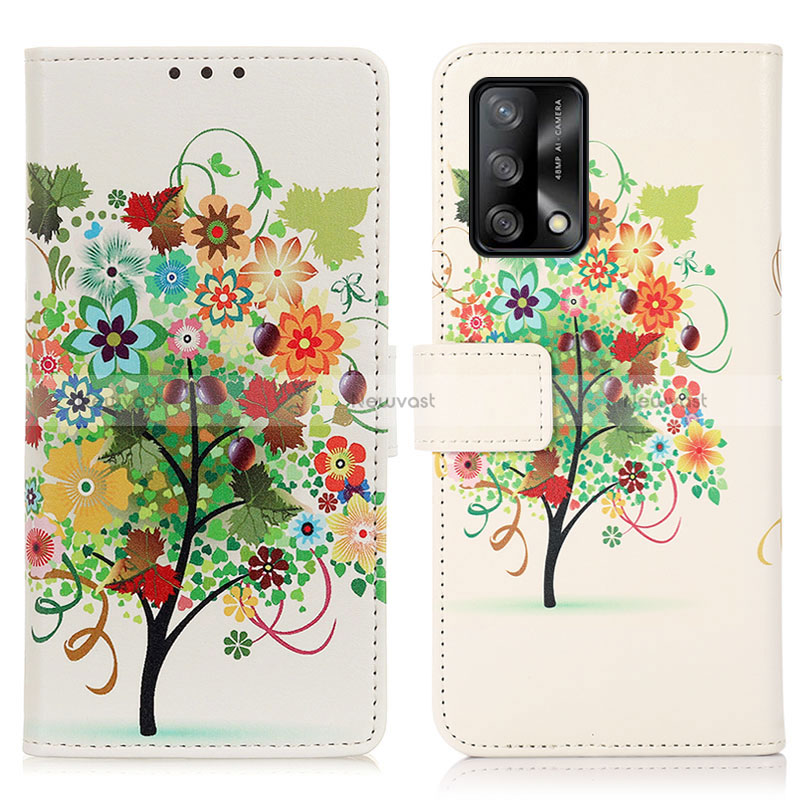 Leather Case Stands Fashionable Pattern Flip Cover Holder D02Y for Oppo A95 4G