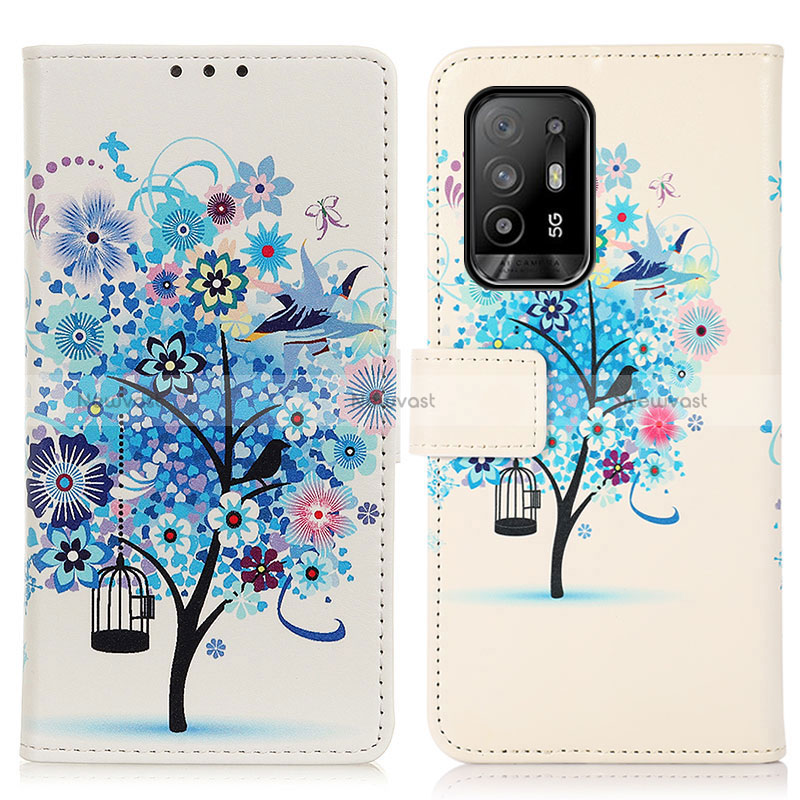 Leather Case Stands Fashionable Pattern Flip Cover Holder D02Y for Oppo Reno5 Z 5G