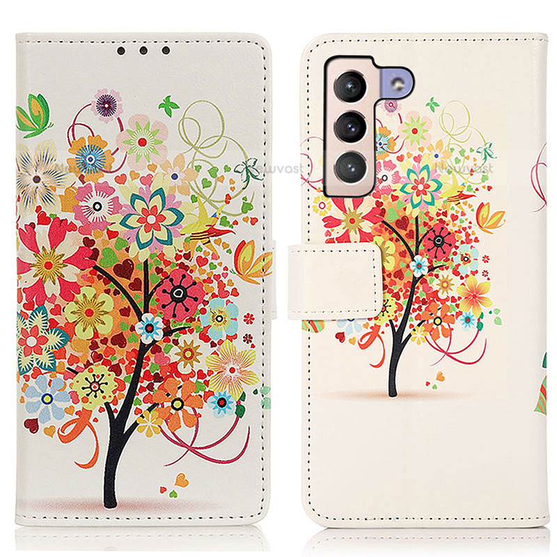 Leather Case Stands Fashionable Pattern Flip Cover Holder D02Y for Samsung Galaxy S21 FE 5G