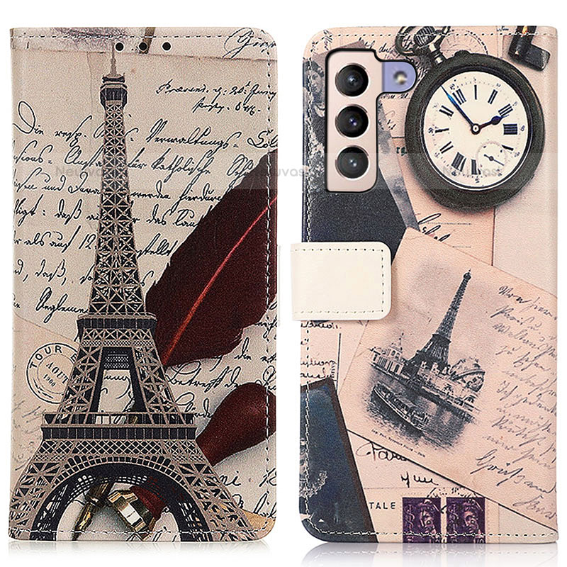 Leather Case Stands Fashionable Pattern Flip Cover Holder D02Y for Samsung Galaxy S21 Plus 5G