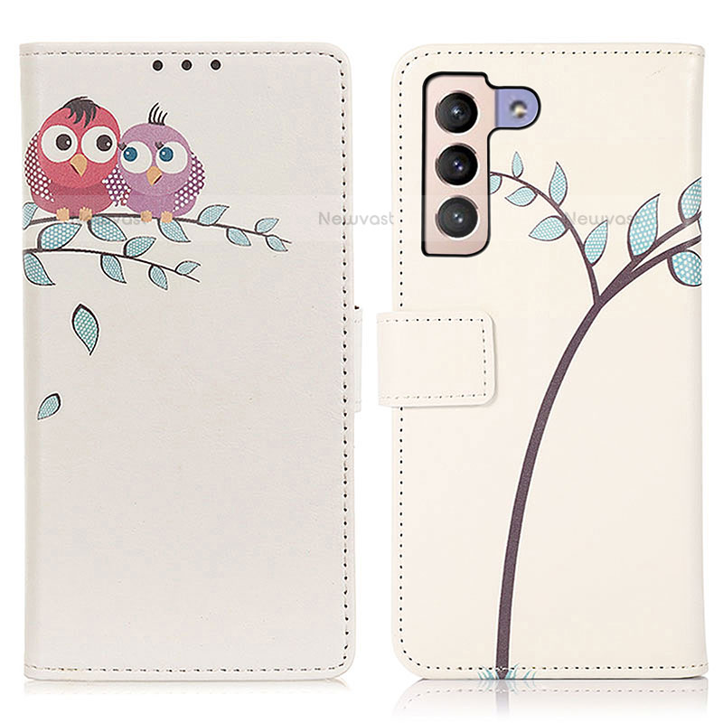 Leather Case Stands Fashionable Pattern Flip Cover Holder D02Y for Samsung Galaxy S21 Plus 5G