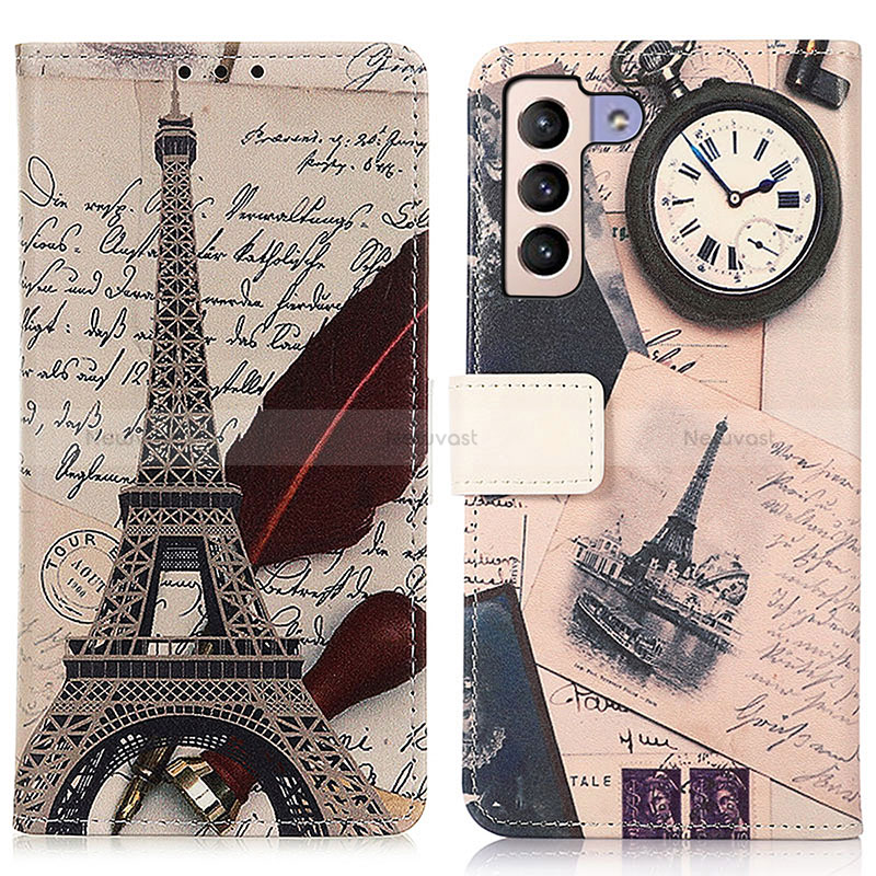 Leather Case Stands Fashionable Pattern Flip Cover Holder D02Y for Samsung Galaxy S22 Plus 5G