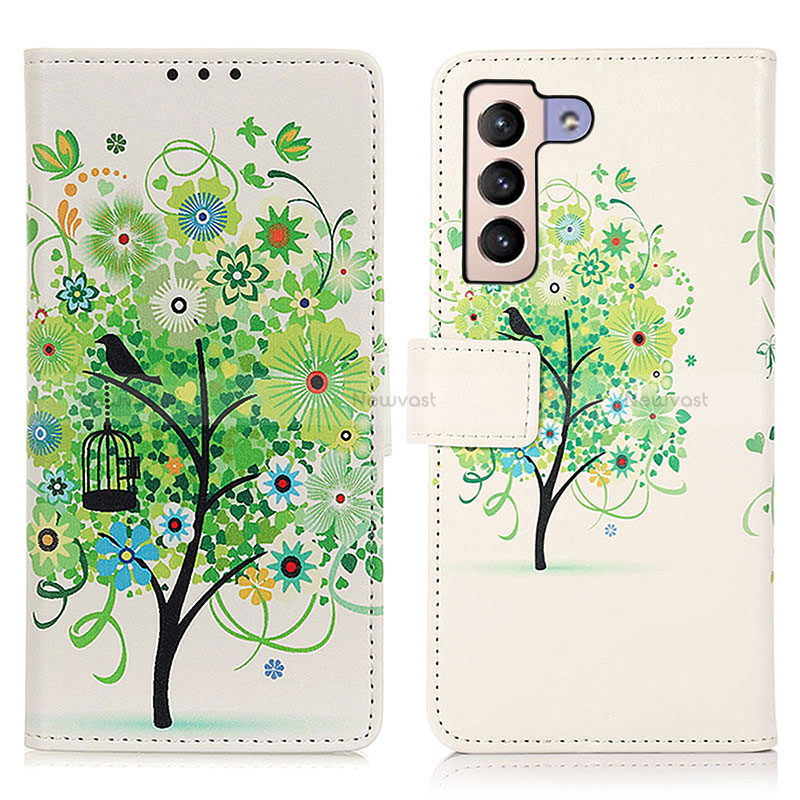 Leather Case Stands Fashionable Pattern Flip Cover Holder D02Y for Samsung Galaxy S22 Plus 5G