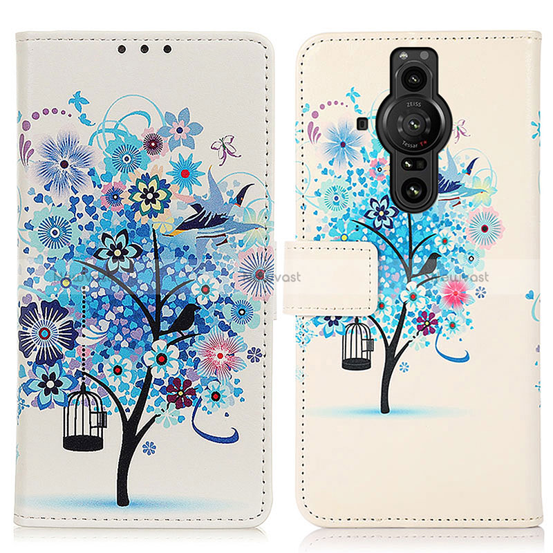 Leather Case Stands Fashionable Pattern Flip Cover Holder D02Y for Sony Xperia PRO-I