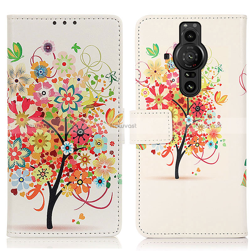 Leather Case Stands Fashionable Pattern Flip Cover Holder D02Y for Sony Xperia PRO-I