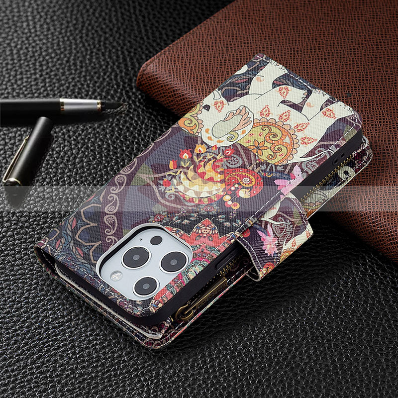 Leather Case Stands Fashionable Pattern Flip Cover Holder for Apple iPhone 14 Pro Max Mixed