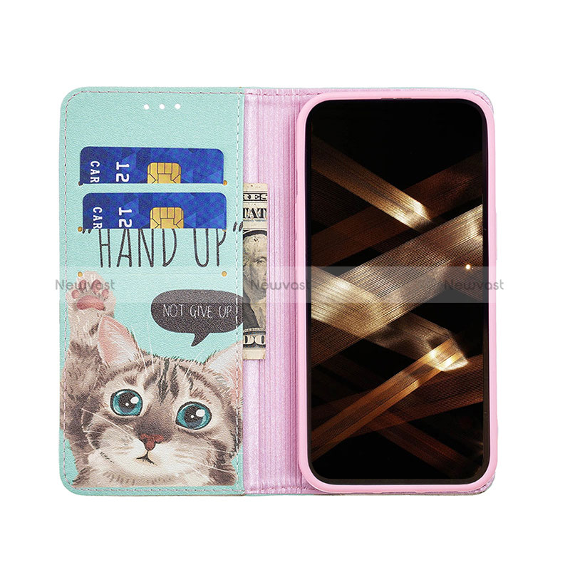 Leather Case Stands Fashionable Pattern Flip Cover Holder for Apple iPhone 14 Pro Max Pink