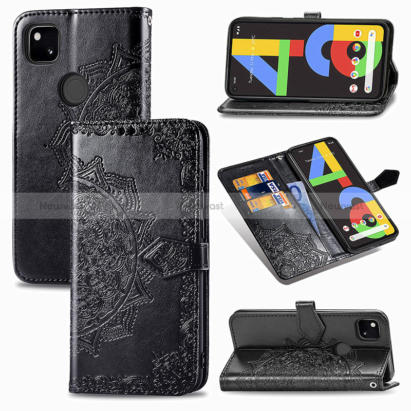 Leather Case Stands Fashionable Pattern Flip Cover Holder for Google Pixel 4a