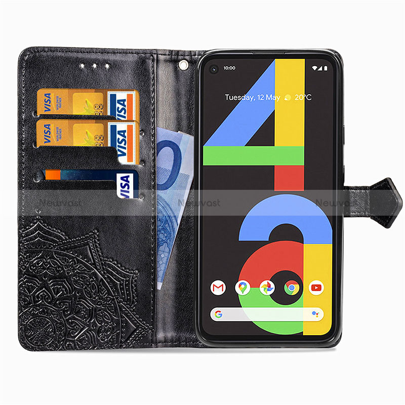 Leather Case Stands Fashionable Pattern Flip Cover Holder for Google Pixel 4a