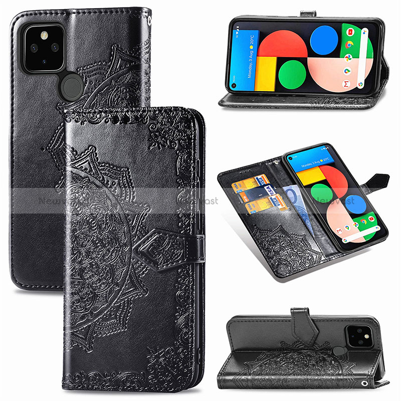 Leather Case Stands Fashionable Pattern Flip Cover Holder for Google Pixel 5 XL 5G