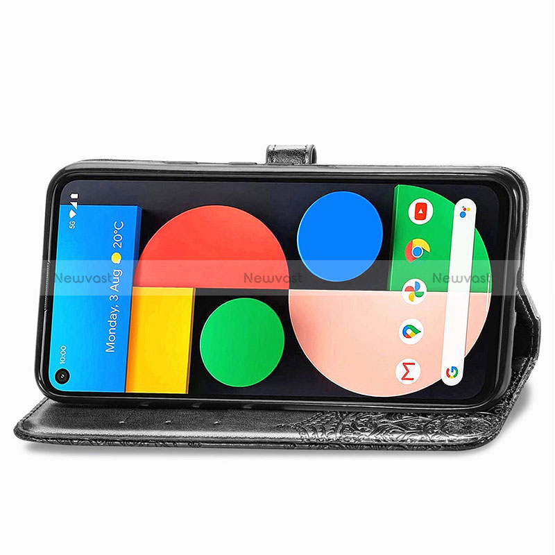 Leather Case Stands Fashionable Pattern Flip Cover Holder for Google Pixel 5 XL 5G