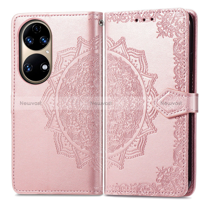 Leather Case Stands Fashionable Pattern Flip Cover Holder for Huawei P50 Pro