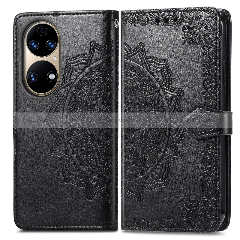Leather Case Stands Fashionable Pattern Flip Cover Holder for Huawei P50 Pro