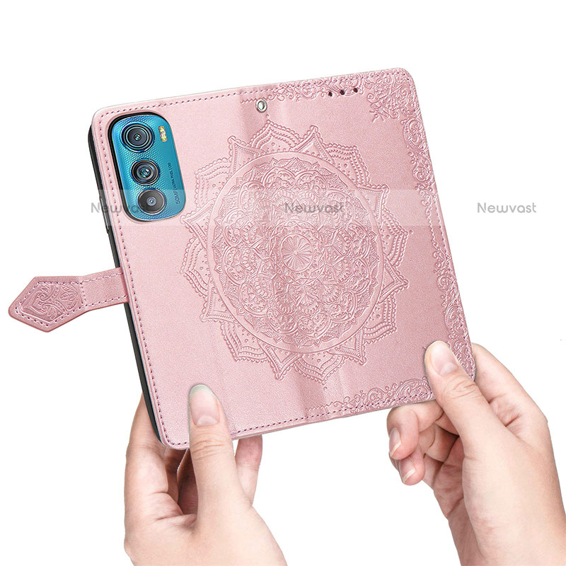 Leather Case Stands Fashionable Pattern Flip Cover Holder for Motorola Moto Edge 30 5G