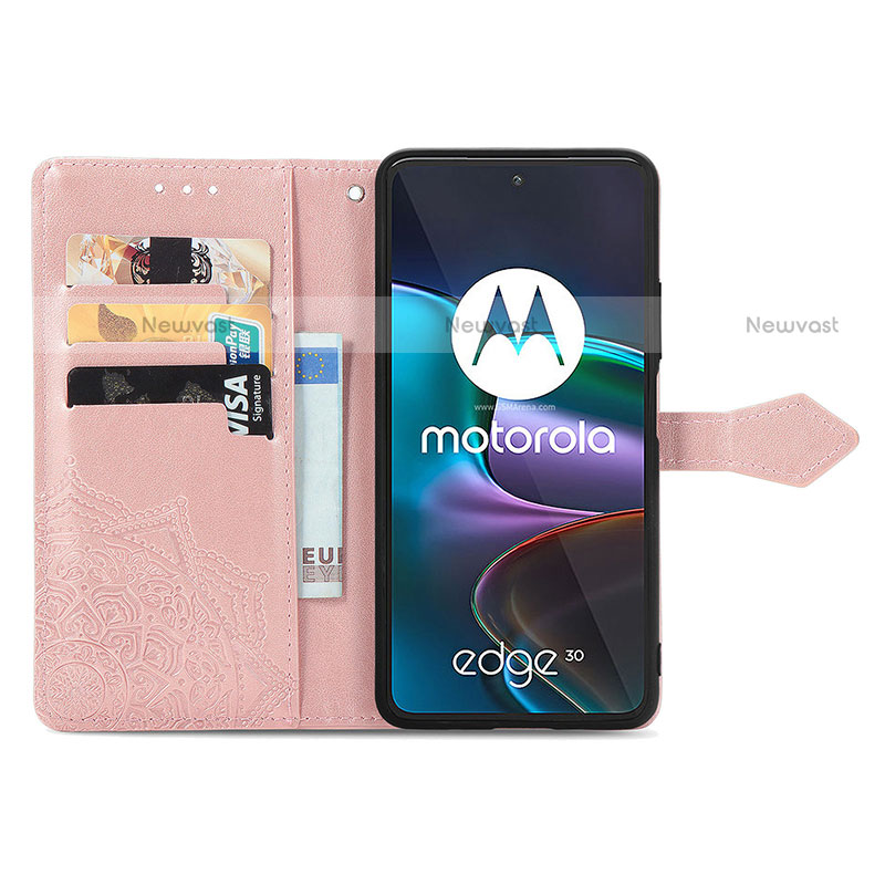 Leather Case Stands Fashionable Pattern Flip Cover Holder for Motorola Moto Edge 30 5G