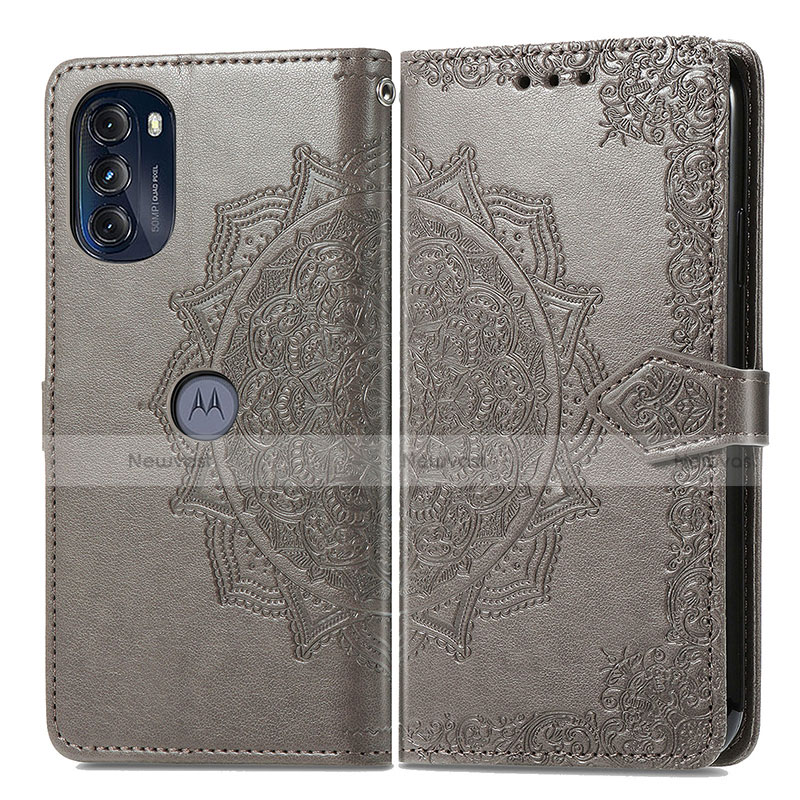 Leather Case Stands Fashionable Pattern Flip Cover Holder for Motorola Moto G 5G (2022)