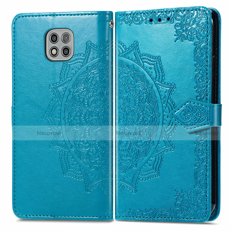 Leather Case Stands Fashionable Pattern Flip Cover Holder for Motorola Moto G Power (2021) Blue