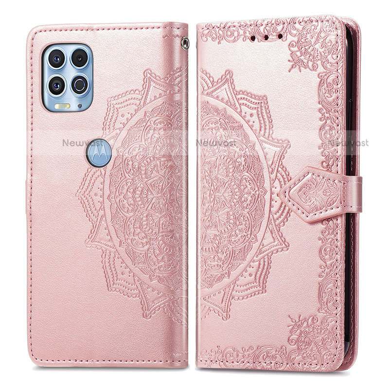 Leather Case Stands Fashionable Pattern Flip Cover Holder for Motorola Moto G100 5G