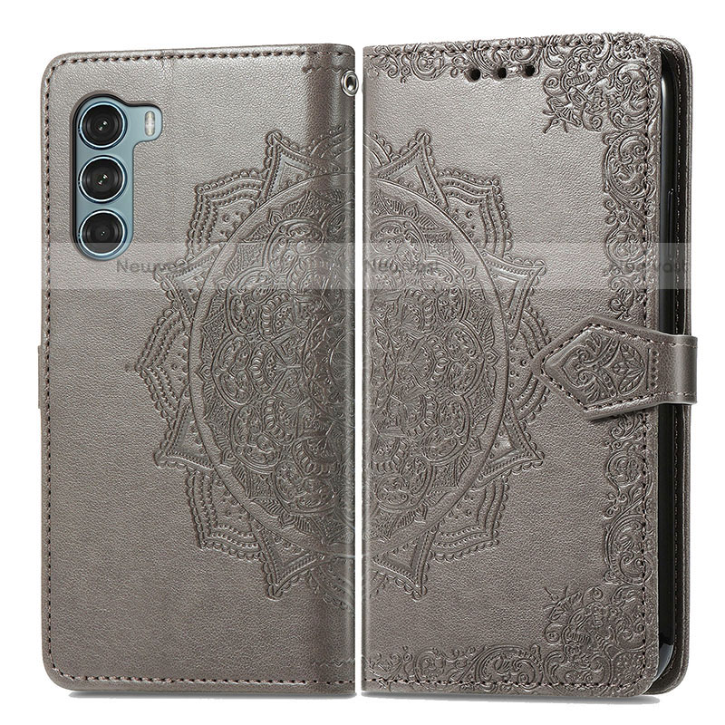 Leather Case Stands Fashionable Pattern Flip Cover Holder for Motorola Moto G200 5G