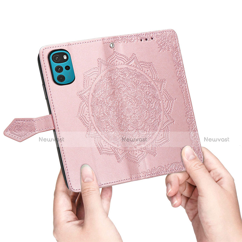 Leather Case Stands Fashionable Pattern Flip Cover Holder for Motorola Moto G22