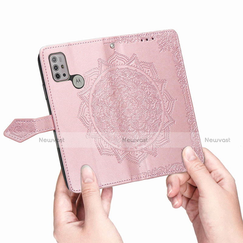Leather Case Stands Fashionable Pattern Flip Cover Holder for Motorola Moto G30