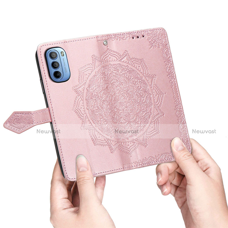 Leather Case Stands Fashionable Pattern Flip Cover Holder for Motorola Moto G41