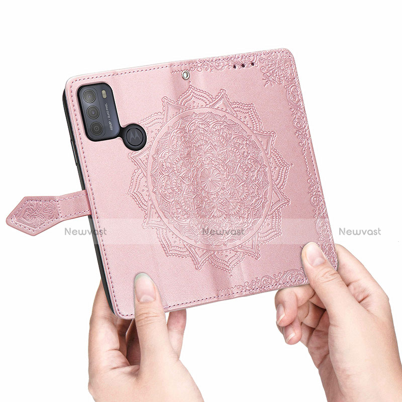Leather Case Stands Fashionable Pattern Flip Cover Holder for Motorola Moto G50