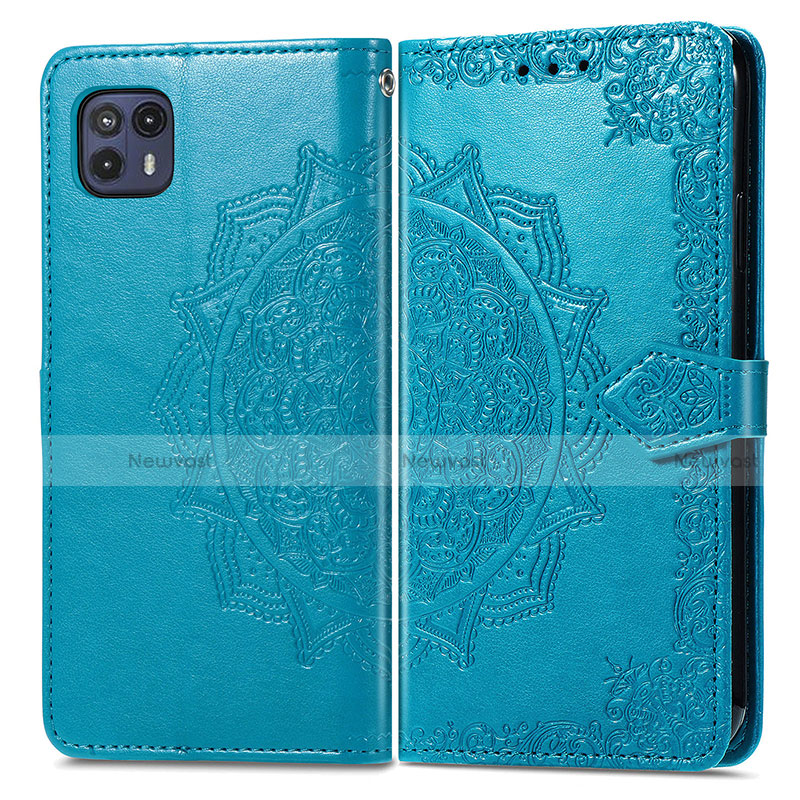 Leather Case Stands Fashionable Pattern Flip Cover Holder for Motorola Moto G50 5G Blue