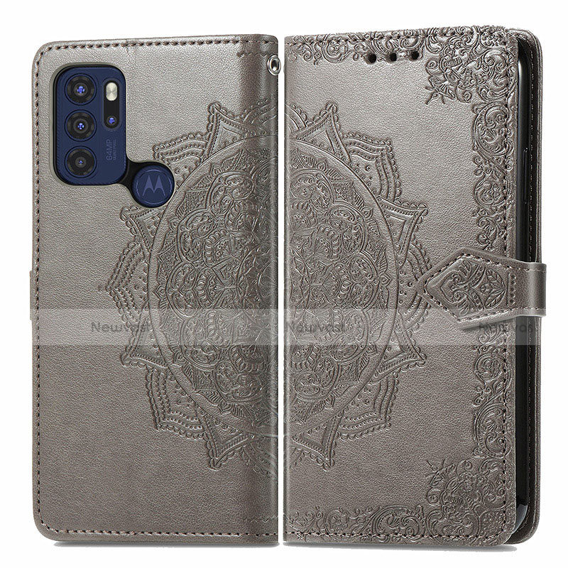 Leather Case Stands Fashionable Pattern Flip Cover Holder for Motorola Moto G60s