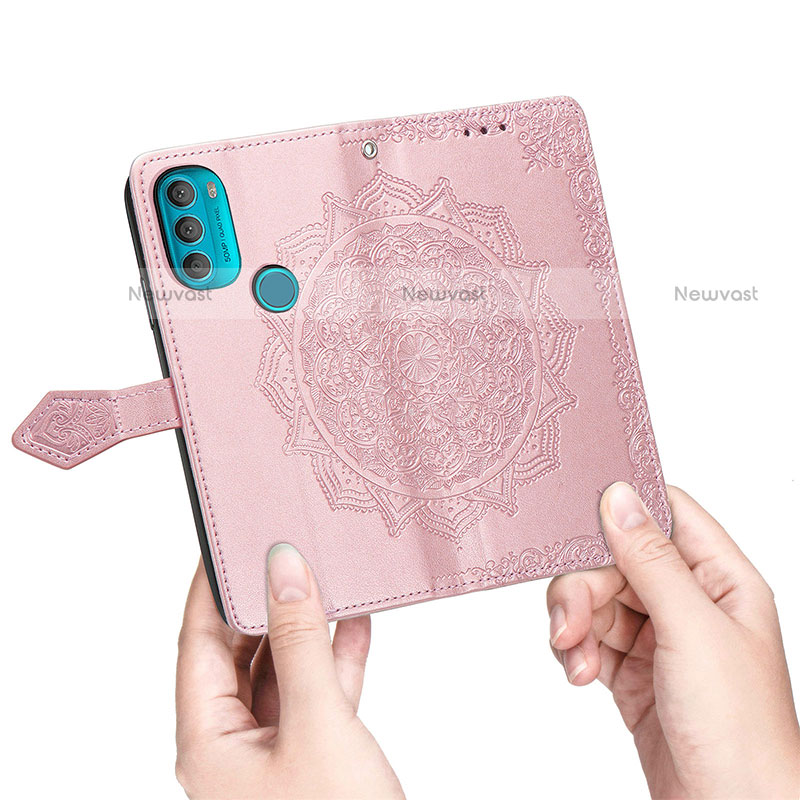 Leather Case Stands Fashionable Pattern Flip Cover Holder for Motorola Moto G71 5G