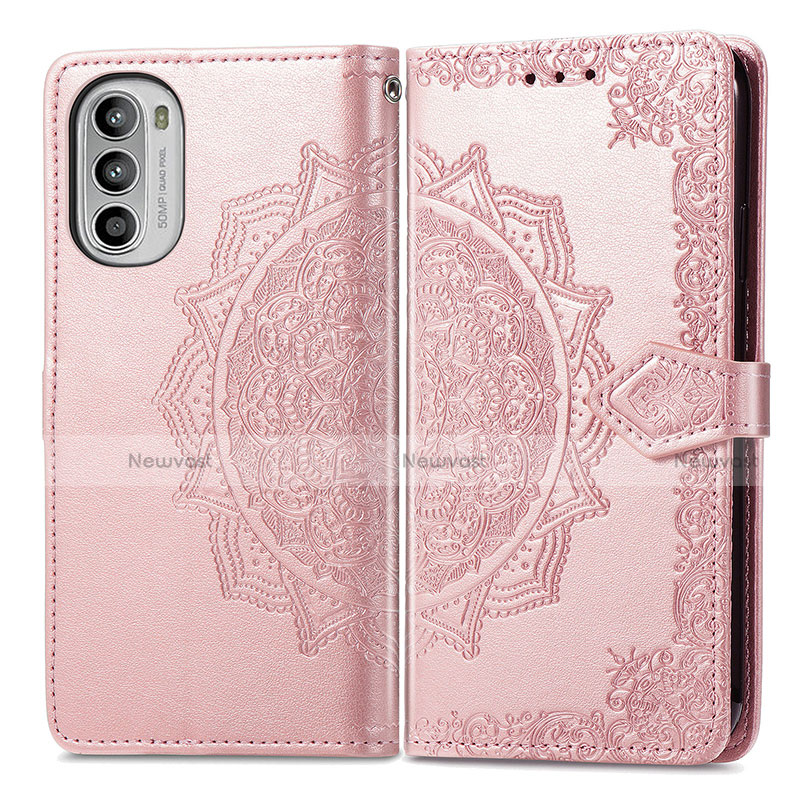 Leather Case Stands Fashionable Pattern Flip Cover Holder for Motorola Moto G71s 5G