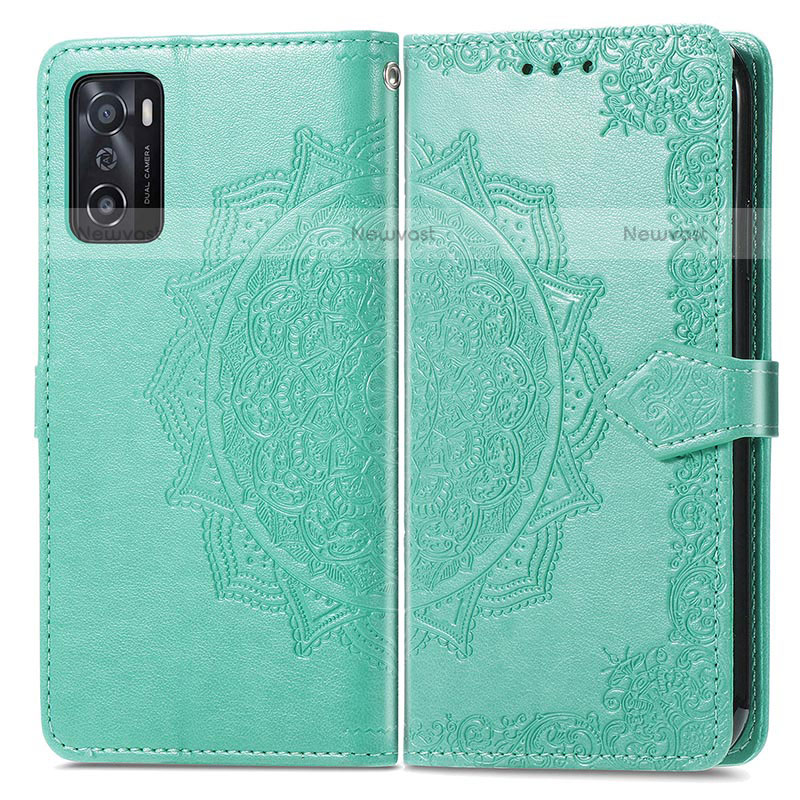 Leather Case Stands Fashionable Pattern Flip Cover Holder for Oppo A55S 5G