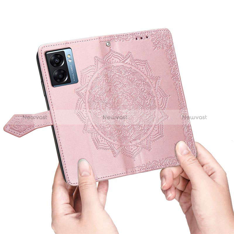 Leather Case Stands Fashionable Pattern Flip Cover Holder for Oppo A56S 5G