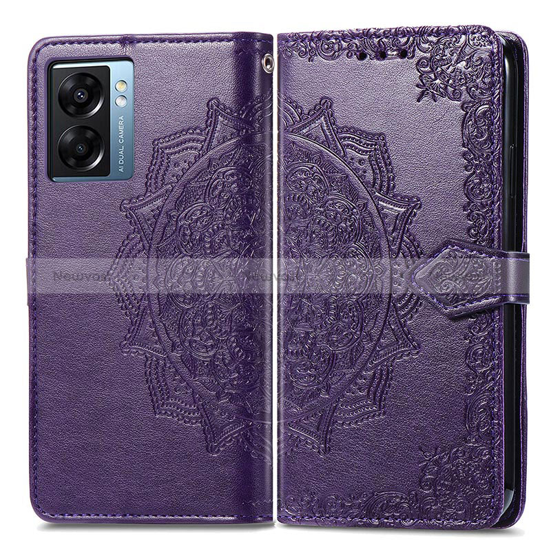Leather Case Stands Fashionable Pattern Flip Cover Holder for Oppo A56S 5G