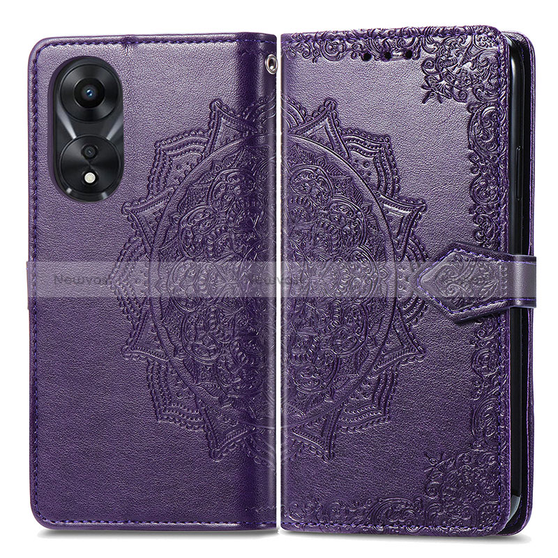 Leather Case Stands Fashionable Pattern Flip Cover Holder for Oppo A58 4G