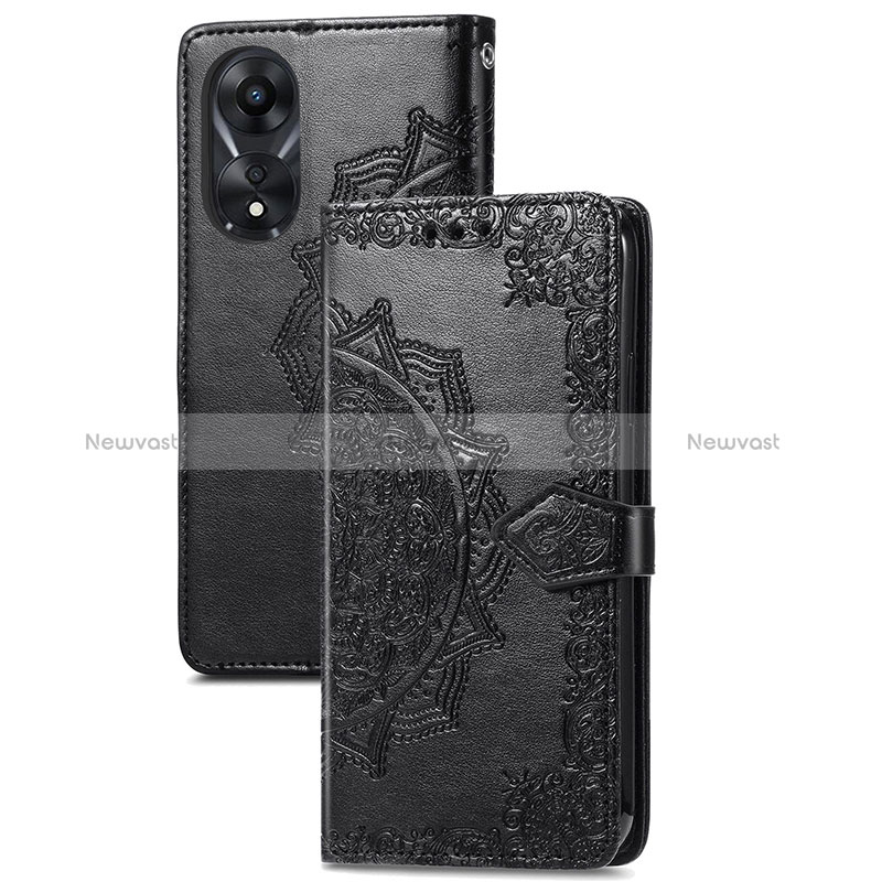 Leather Case Stands Fashionable Pattern Flip Cover Holder for Oppo A58 4G