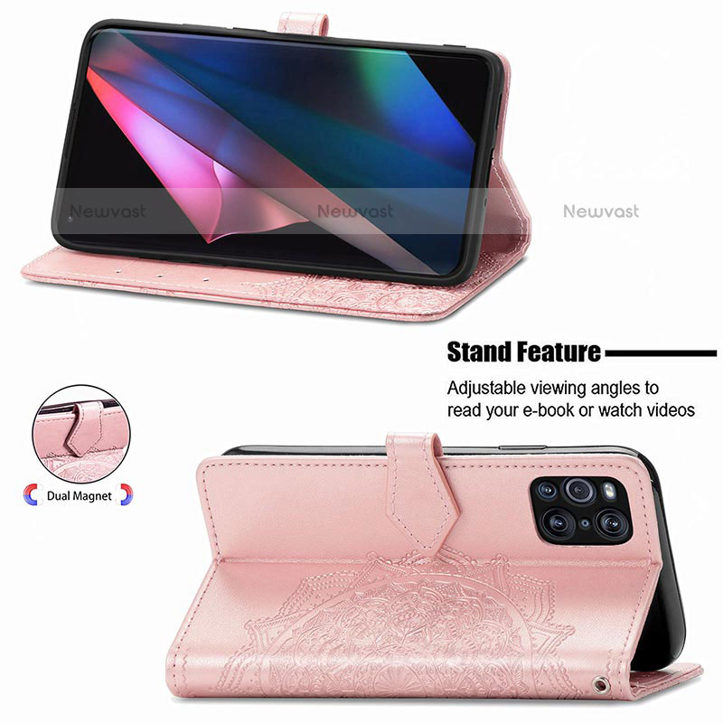 Leather Case Stands Fashionable Pattern Flip Cover Holder for Oppo Find X3 Pro 5G