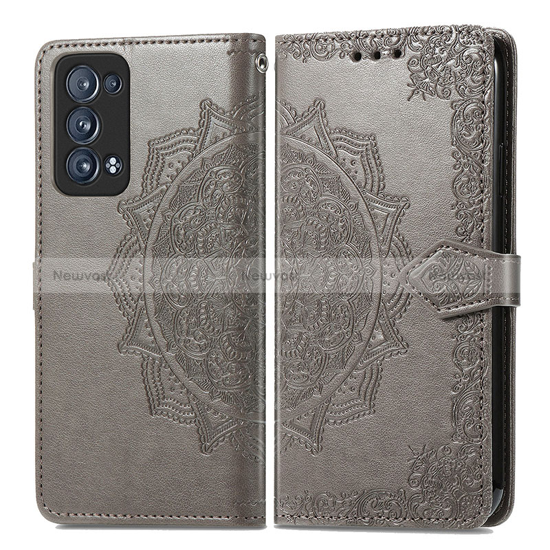 Leather Case Stands Fashionable Pattern Flip Cover Holder for Oppo Reno6 Pro 5G