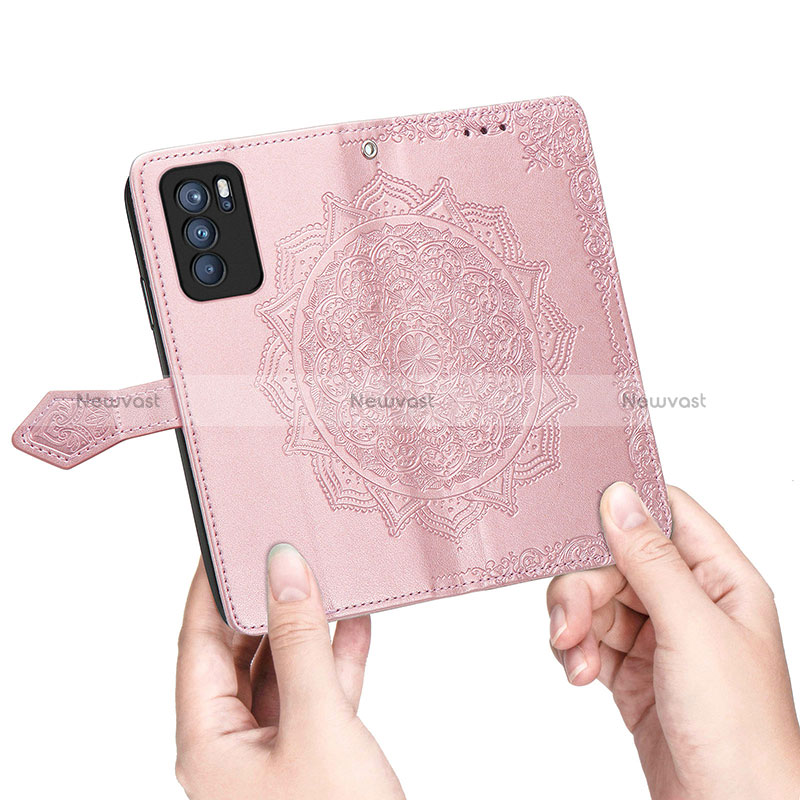 Leather Case Stands Fashionable Pattern Flip Cover Holder for Oppo Reno6 Pro 5G India