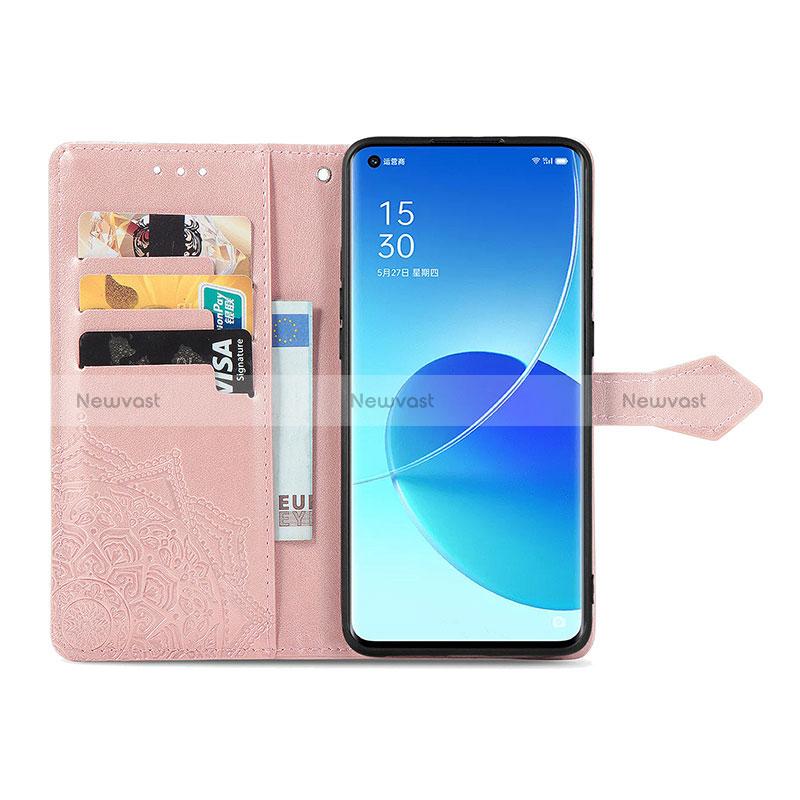 Leather Case Stands Fashionable Pattern Flip Cover Holder for Oppo Reno6 Pro+ Plus 5G