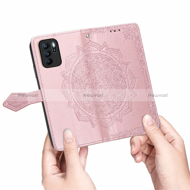 Leather Case Stands Fashionable Pattern Flip Cover Holder for Oppo Reno6 Z 5G